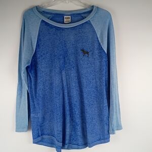 PINK Victoria's Secret Blue Raglan Long Sleeve Jersey